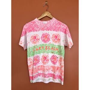 90s Vintage Zimmy Beach All Over Print Surf Beach Anvil Tee - Size Small